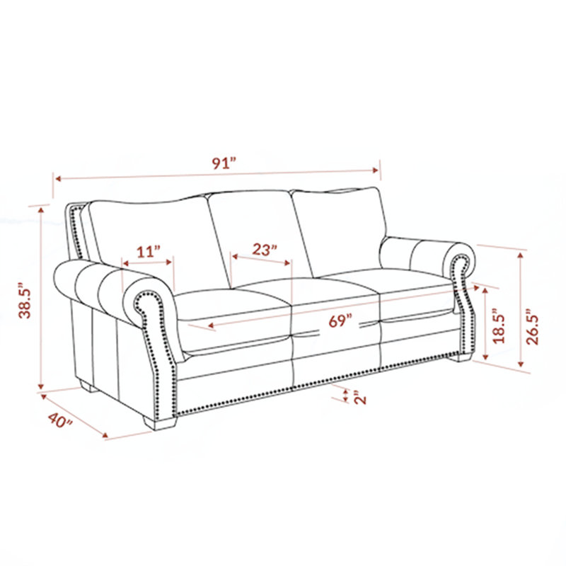 Canora Grey Semhal 91'' Leather Sofa Wayfair